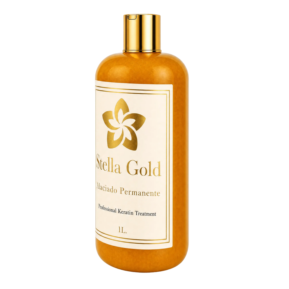 Keratina Profesional sin Formol 1 Litro · Alaciado Permanente para Salón · Rinde hasta 8 Servicios · Stella Gold
