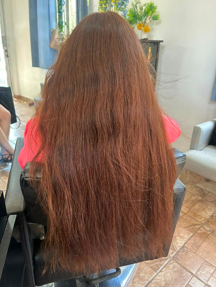 Cabello antes del alaciado Stella Gold · caso 06
