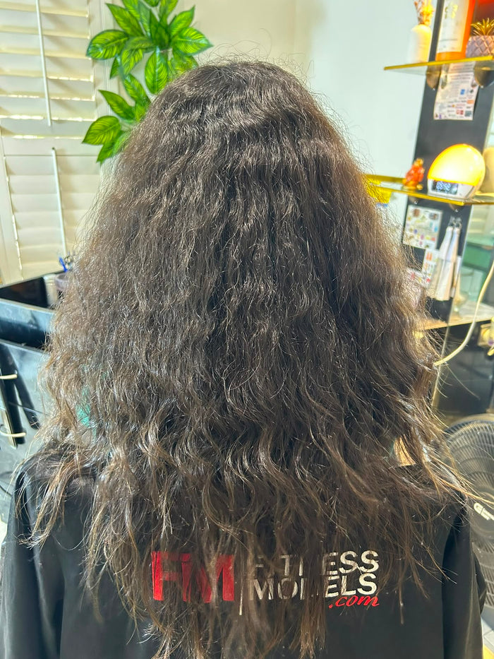 Cabello antes del alaciado Stella Gold · caso 07