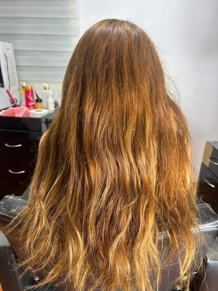 Cabello antes del alaciado Stella Gold · caso 09